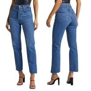 Levi’s Ribcage Straight Ankle Size 18W Medium Wash Raw Hem Cropped